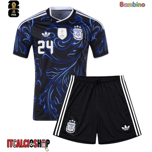 Argentina Enzo Fernandez #24 Seconda Maglia Bambino Mondiali 2026 Manica Corta (+ Pantaloni corti)